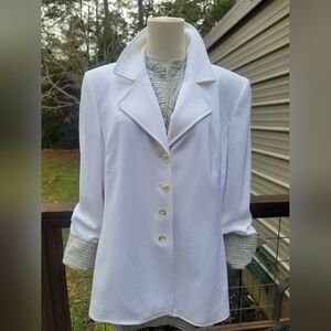 ELLEN TRACY Elegant White Women's Blazer